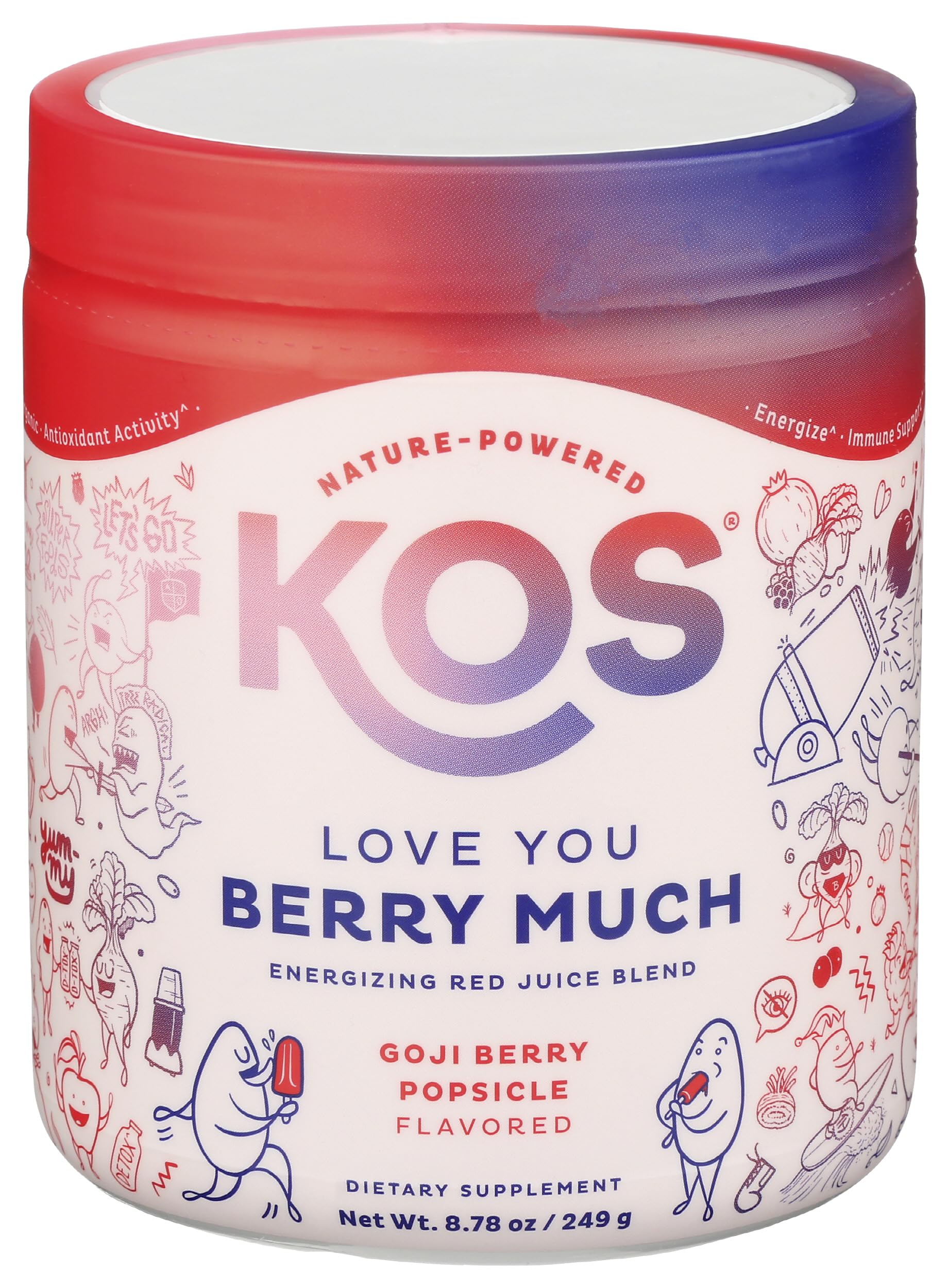 KOS Reds ingredients closeup highlighting beets and berries for polyphenol richness