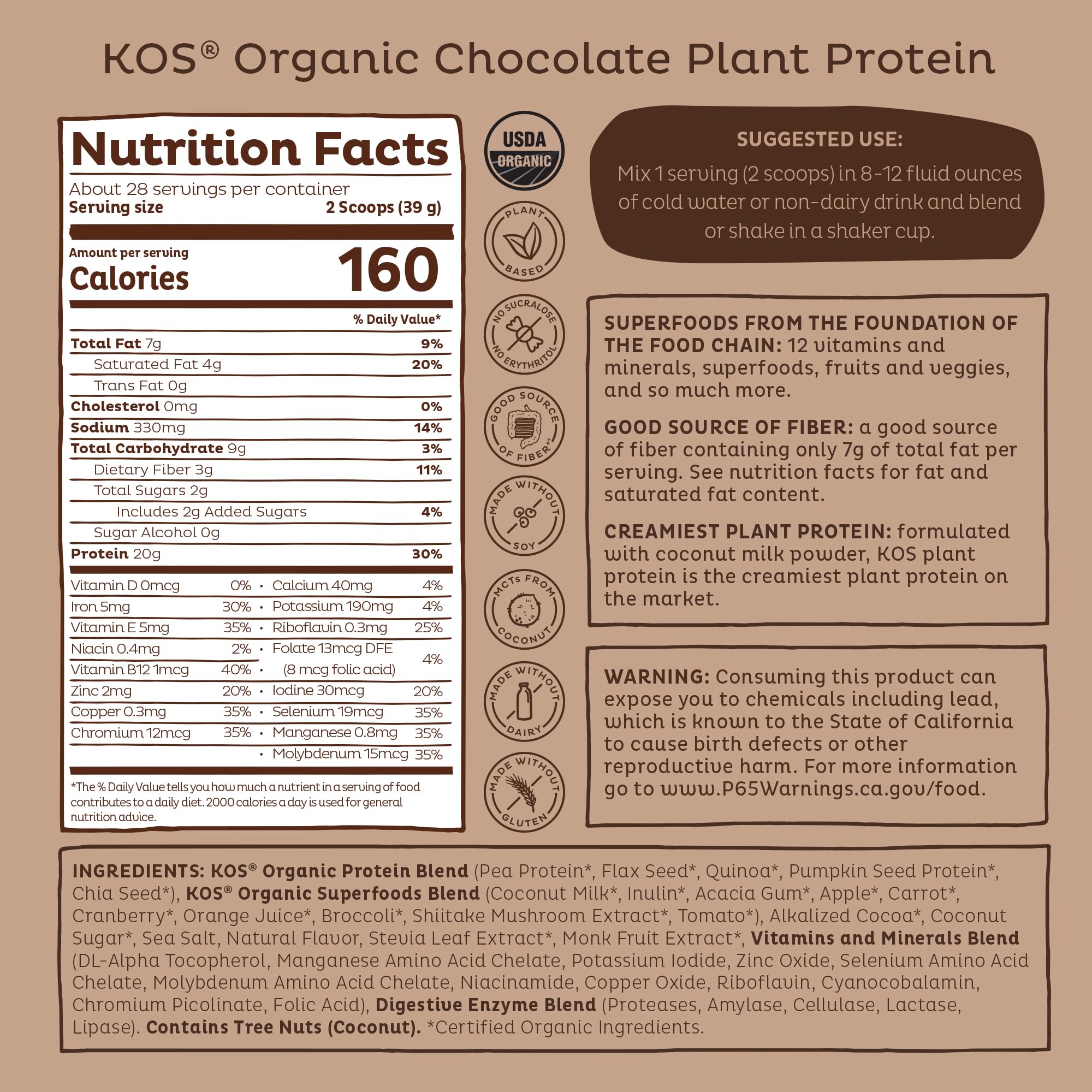 KOS Vegan Protein Powder featured in smoothie prep for workouts or meals.