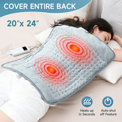 KOT large heating pad around neck and shoulders with plush fabric.