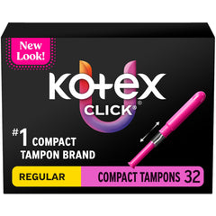 Kotex Click compact tampons packaging variations for on-the-go protection