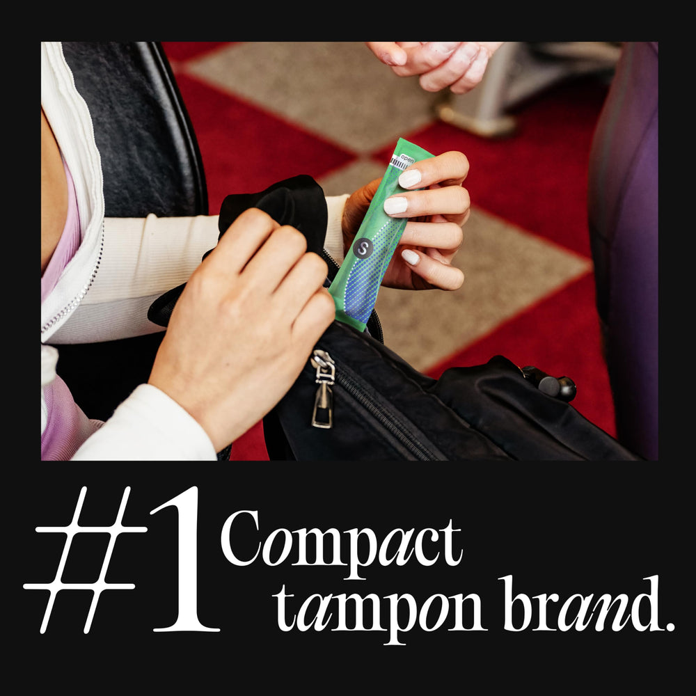 Kotex U Click tampon with smooth insertion tip for comfort.