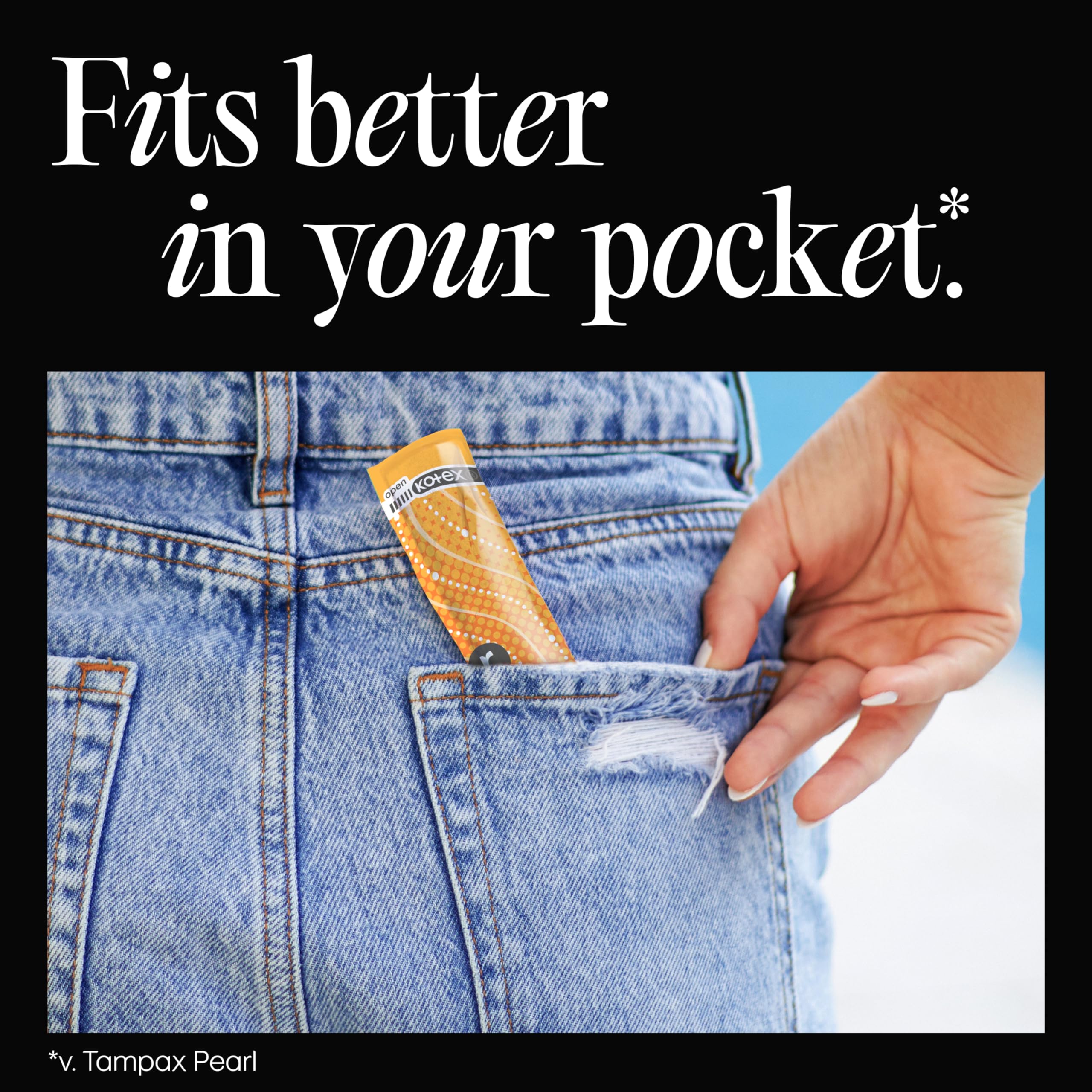 Kotex U Click tampons with colorful wrappers.