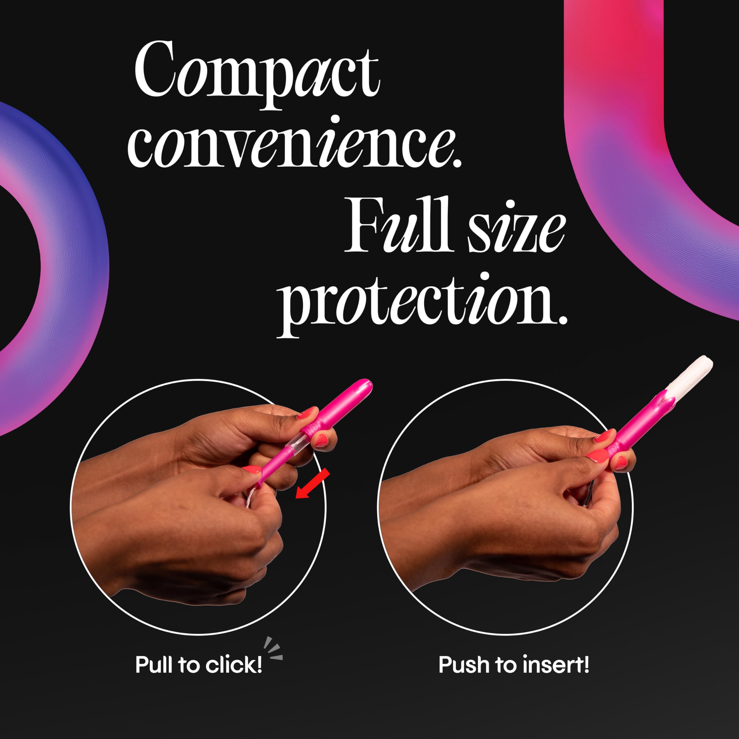 Kotex U Click compact tampons designed for on-the-go use.