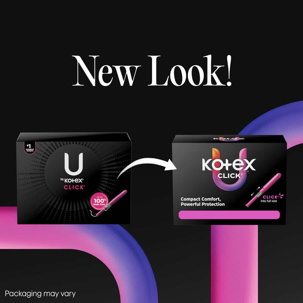Kotex U Click compact tampon regular pack for everyday protection.