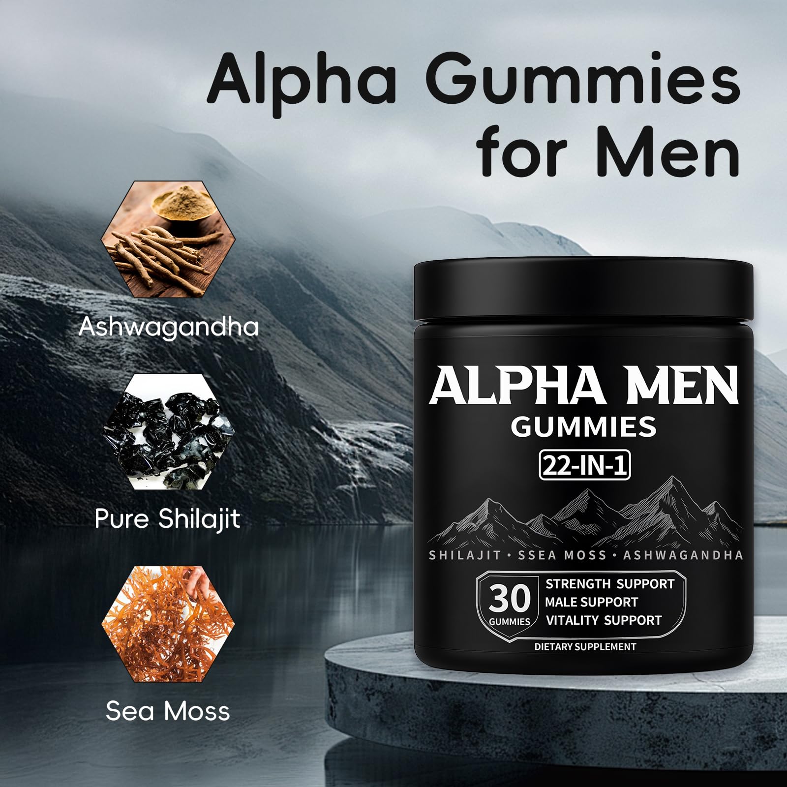 KOVGOCY Alpha Gummies 22-in-1 ingredients for comprehensive daily nutrition.