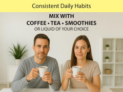 KOYAH Lion's Mane powder in coffee cup; seamless daily addition