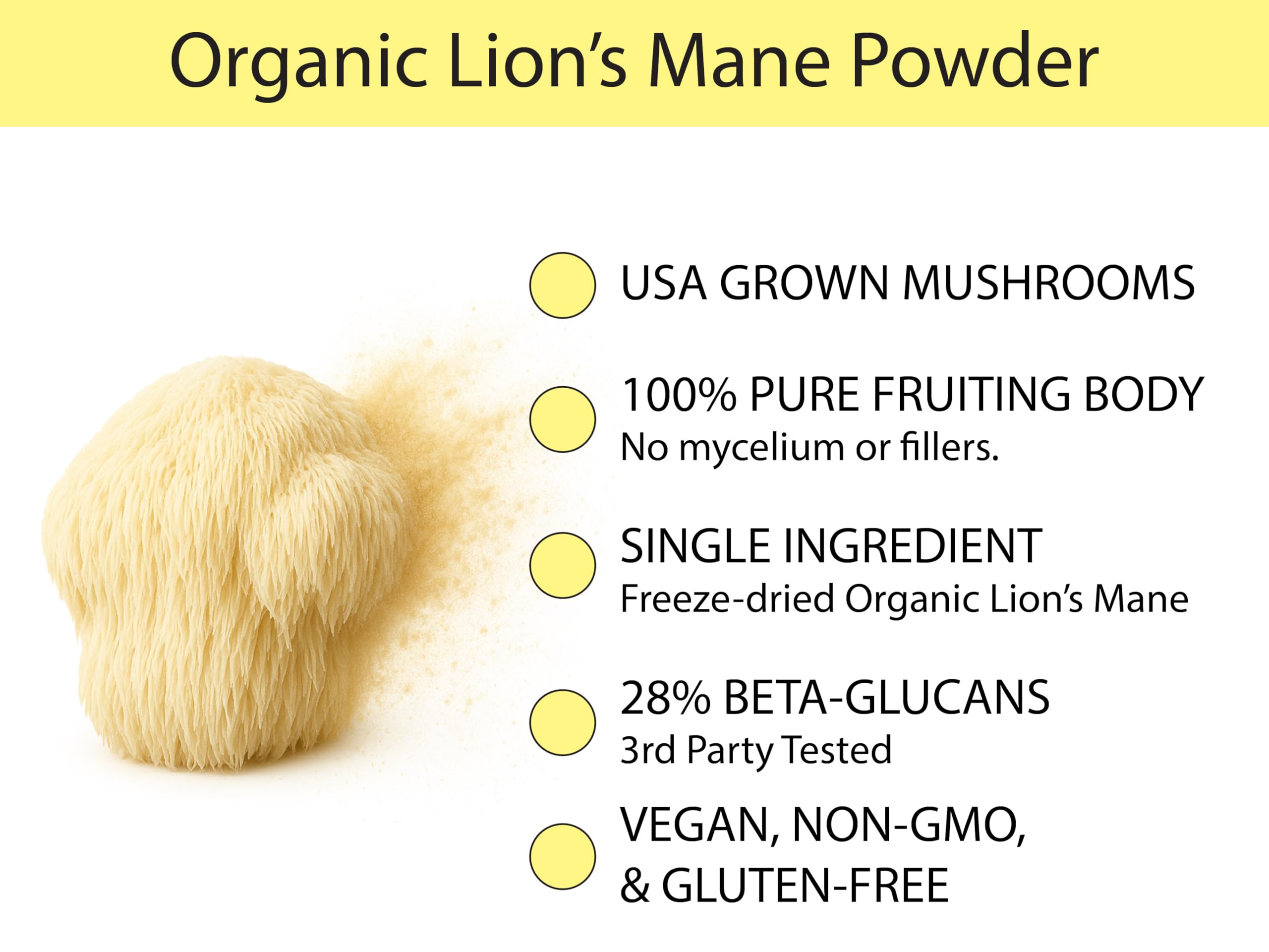 KOYAH Lion's Mane powder spoon dispense; convenient daily serving option