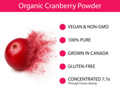 KOYAH Organic Cranberry Powder vibrant pink-red color in bowls.