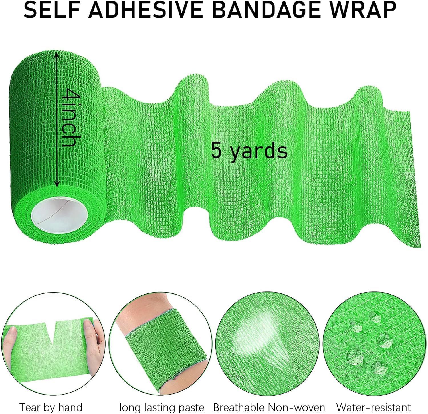 KOYEE breathable 4 inch bandage wrap close up shows latex material and airflow.