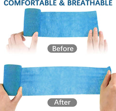 KOYEE self-adhering wrap without clips tear by hand design for quick securement.