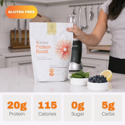 KPAX Immune Protein Blend scoop of vanilla powder