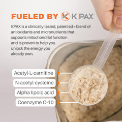KPAX Vanilla flavor powder ready to mix into a drink
