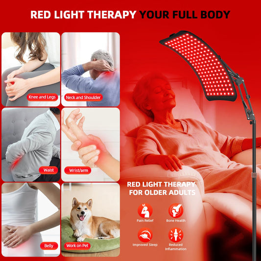 KQO red light therapy lamp wrapped around the body for targeted relief.
