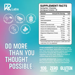 KR Labs Clear Whey Gummies closeup showing chewy texture and fresh flavor