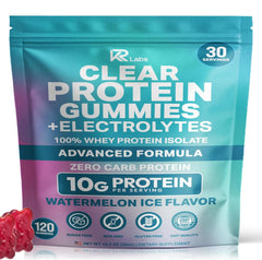 KR Labs Watermelon Clear Whey Gummies bag for convenient protein on the go