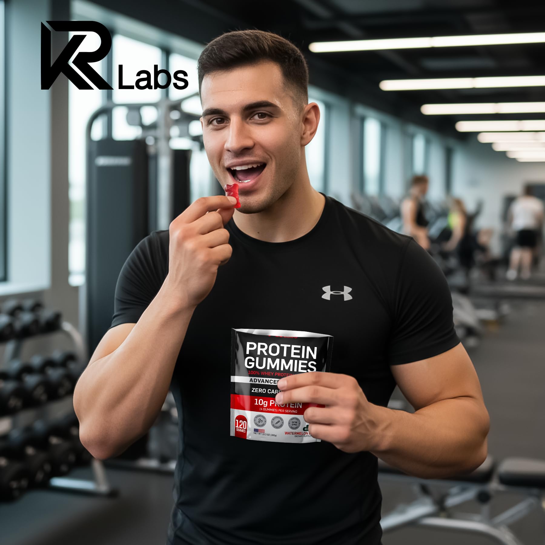 Nutrition label shows 10g protein per serving and zero carbs.