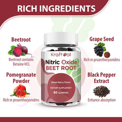 Kraftvoll Nitric Oxide Beet Root Gummies mixed berry flavor close-up