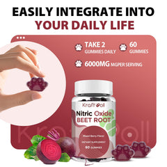 Kraftvoll Nitric Oxide Gummies gluten-free label signaling vegetarian-friendly formula.