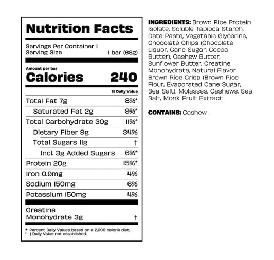 Kreatures of Habit DAILY BAR 20g plant-based protein close-up highlighting energy and fullness