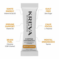 Kreva Smart Coffee Enhancer creamy coffee with coconut milk finish elevates flavor