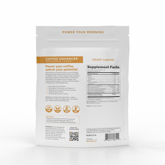 Kreva Smart Coffee Enhancer dissolving stick improves clarity and smooth energy