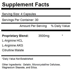KRK Supplements Nitric Oxide inset ingredients highlight L-Arginine and Citrulline.