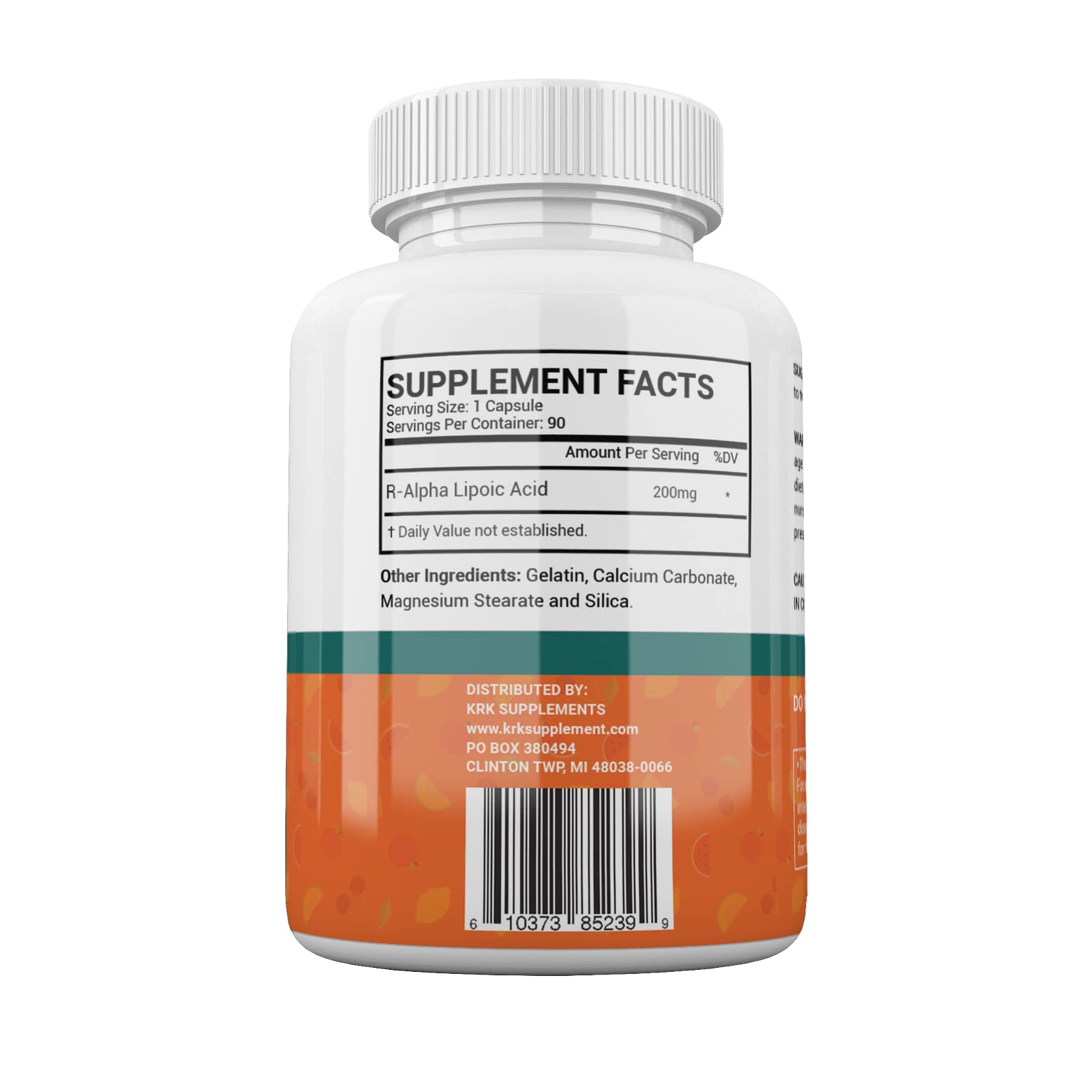KRK Supplements R-ALA capsule detail showing smooth coating for easy swallowing.
