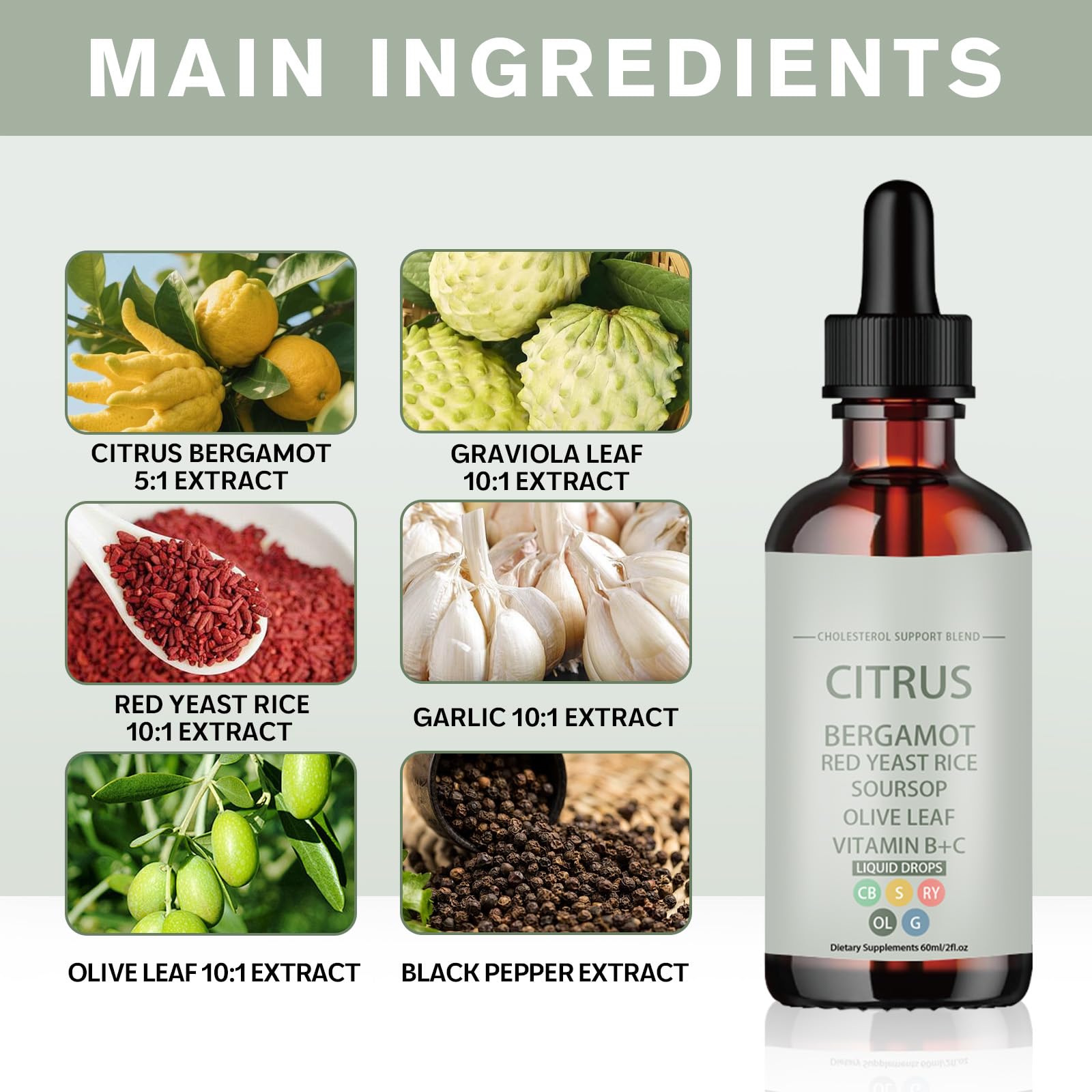 KRPZOGK label highlights bergamot and red yeast rice ingredients.