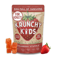 Krunchy Kids Vitamin D3 Gummies bottle closeup for easy daily immune support.