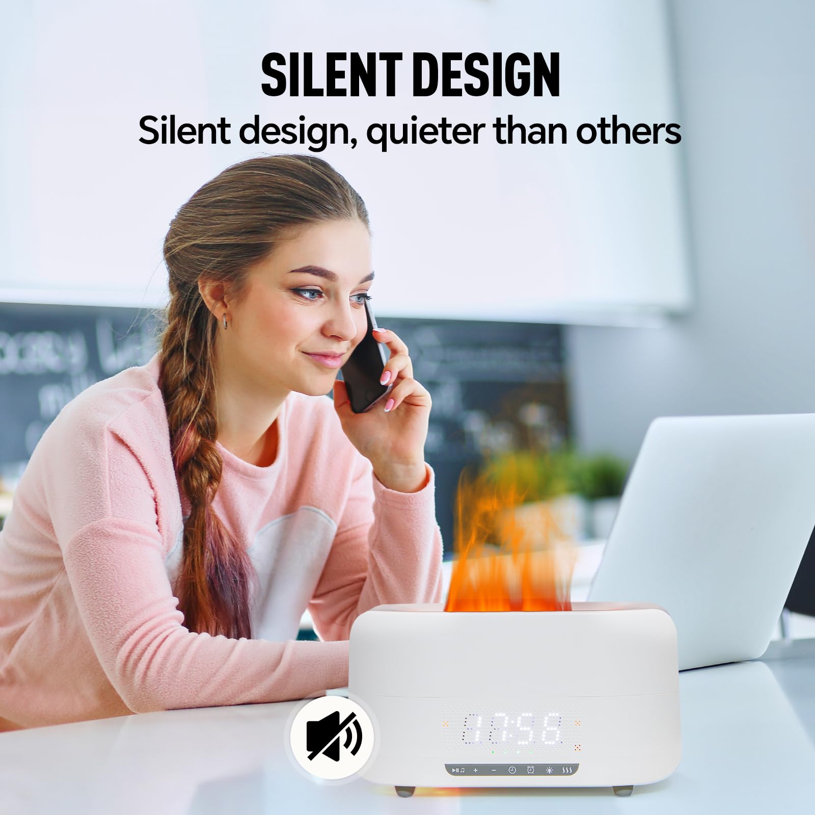 KSTPGRZK digital clock display on diffuser helps stay punctual.