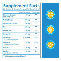 KUAFLY DAO enzyme bottle label reveals gluten-free and dairy-free formulation.