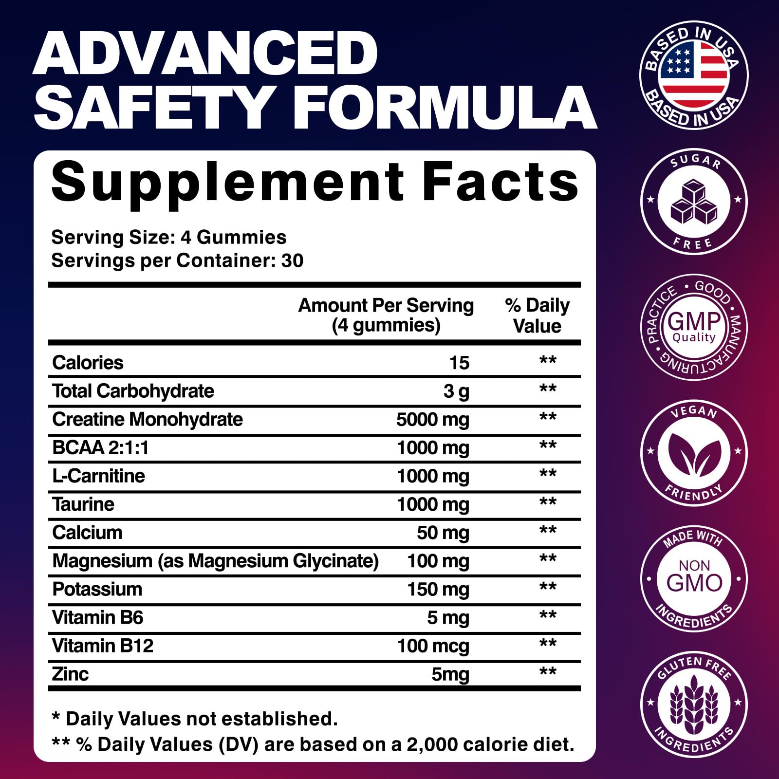 Kukaly Creatine Gummies strawberry serving count on back label