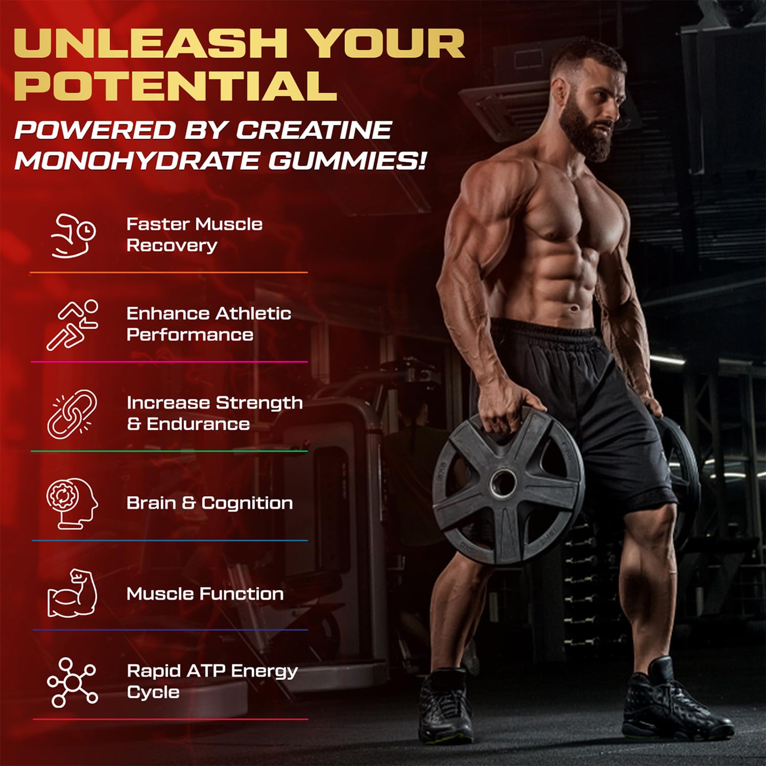 Kukaly Creatine Gummies Blueberry Raspberry Blackberry, flavorful support for endurance.