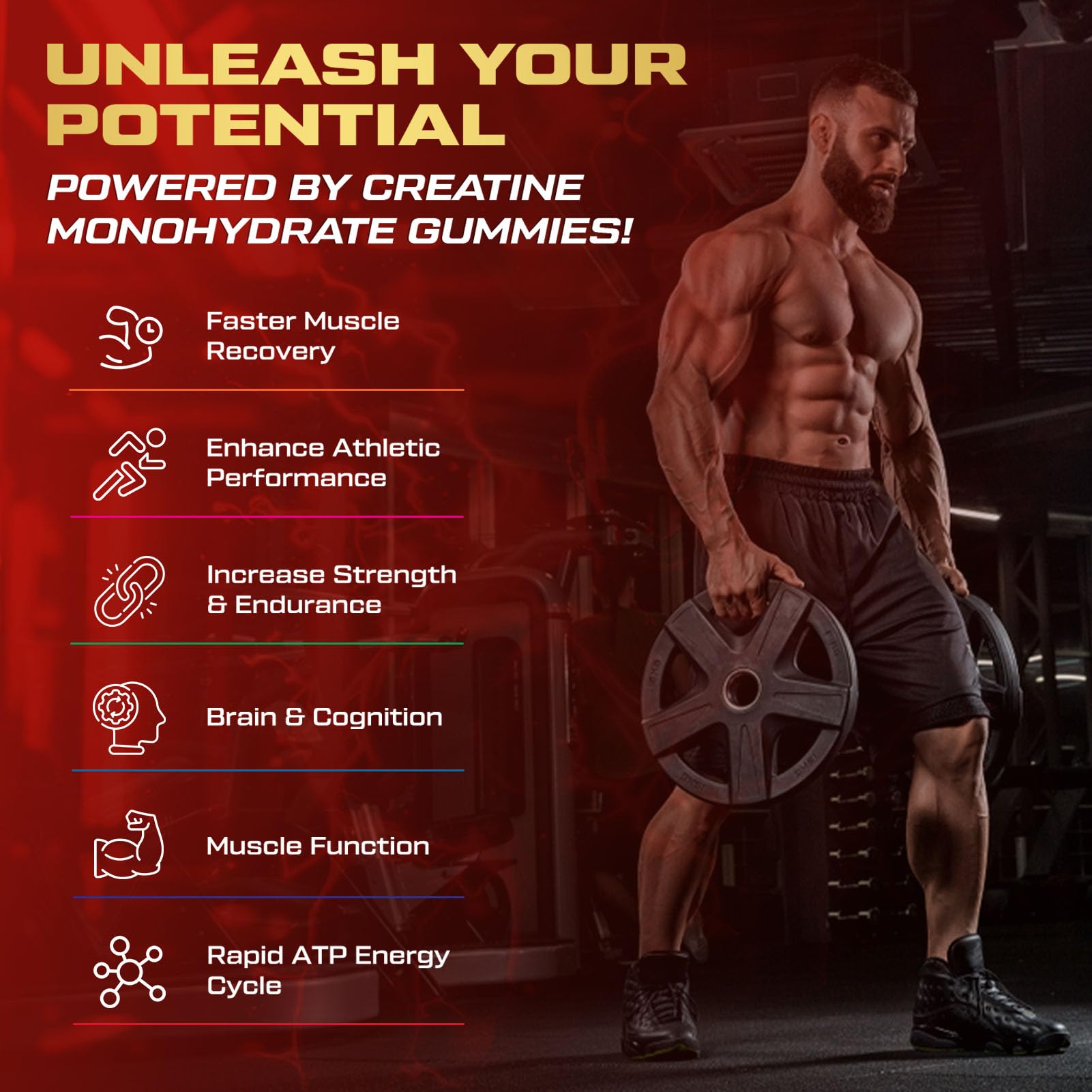 Serving shot of four gummies per serving for daily energy and focus.