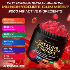 KUKALY gummies bottle back, showcasing ingredients and non-GMO notes.
