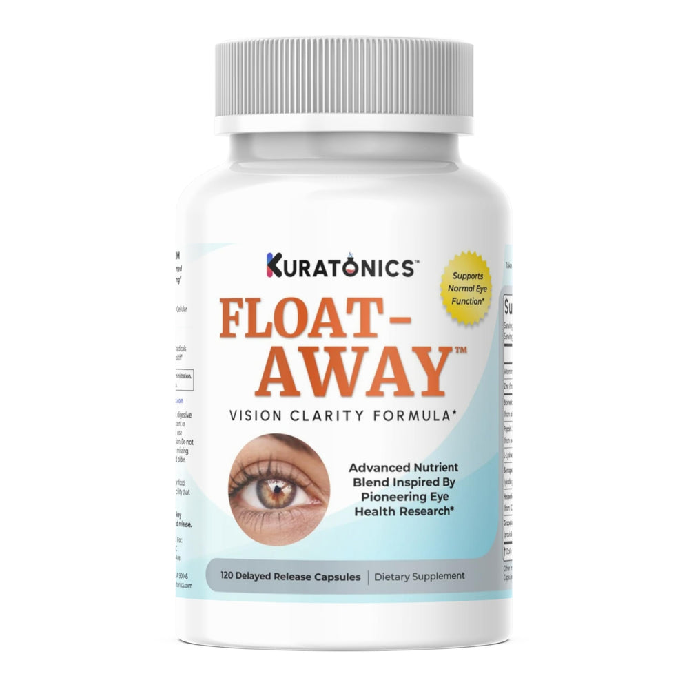 Kuratonics Float-Away bottle label showing brand and product for visual support