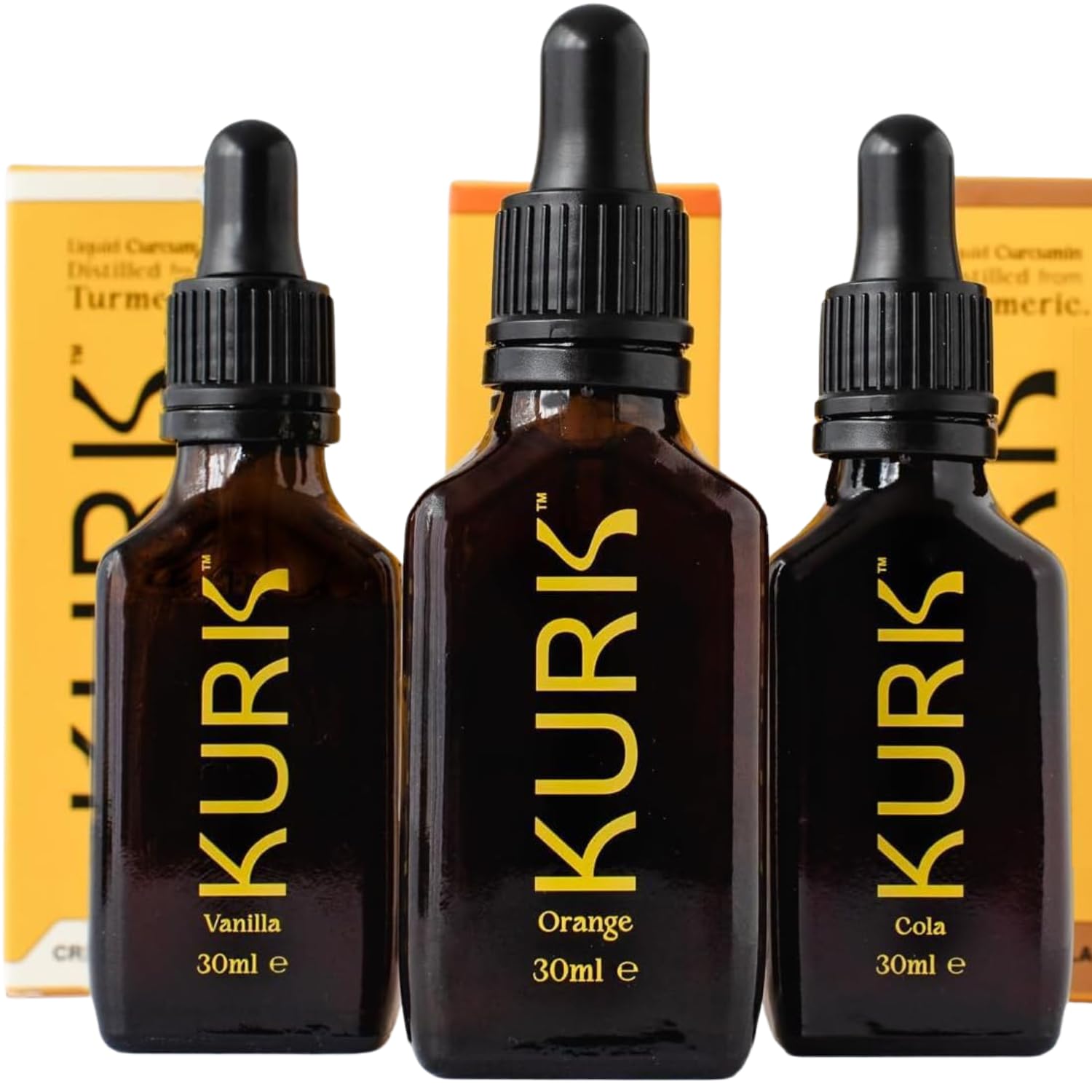 KURK Essential turmeric bottle pouring for easy daily wellness.