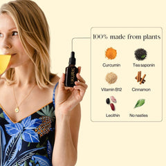 Kurk Essential turmeric drops being poured into coffee to boost focus.