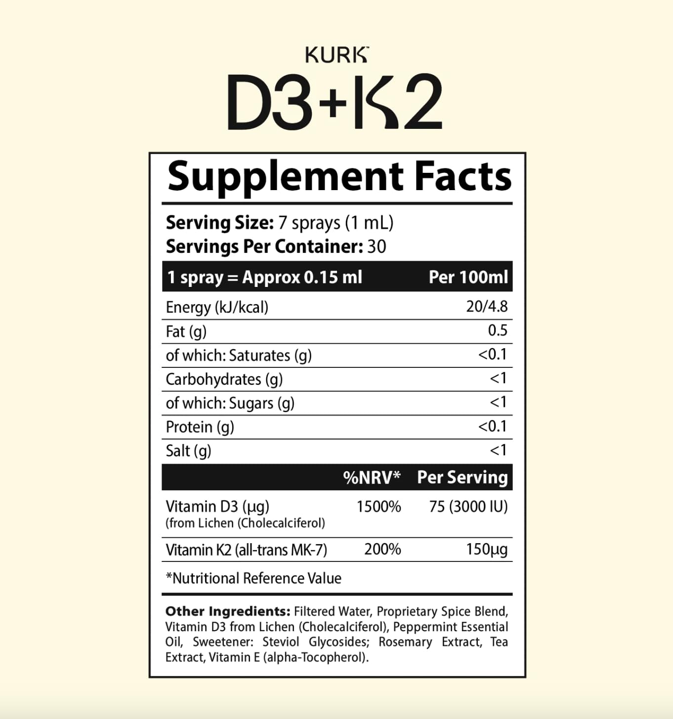 Kurk UK-made vitamin D3 K2 supplement from a trusted facility.