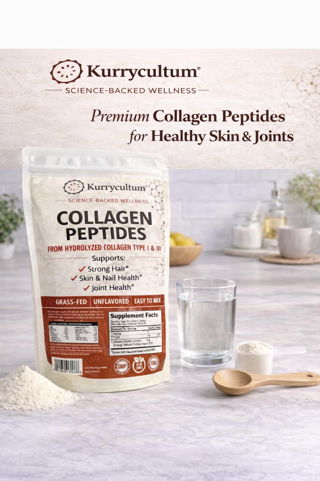 Kurryculum Collagen Peptides hydrolyzed peptides for quick absorption