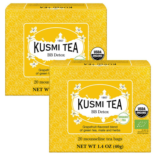 Kusmi Tea BB Detox two-box pack on display for daily wellness rituals.