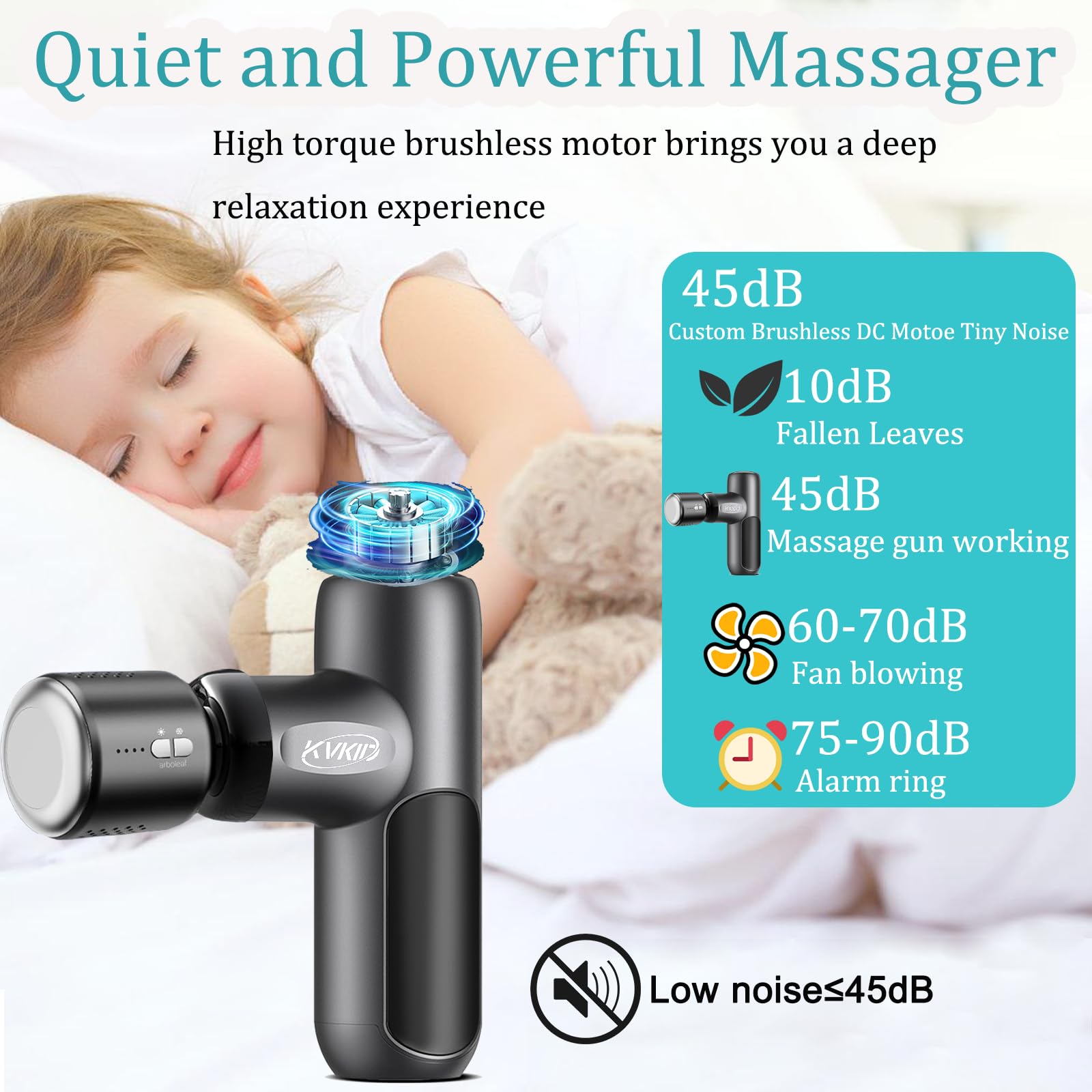 KVKID Mini Massager Gun ergonomic grip supports comfortable one-handed use.