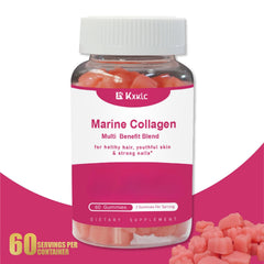 KXKLC gummies close-up shows texture and vibrant color for hair and skin vitality