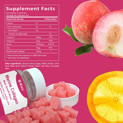 KXKLC label detail emphasizes Vitamin C, Zinc, Biotin, and hydrolyzed marine collagen