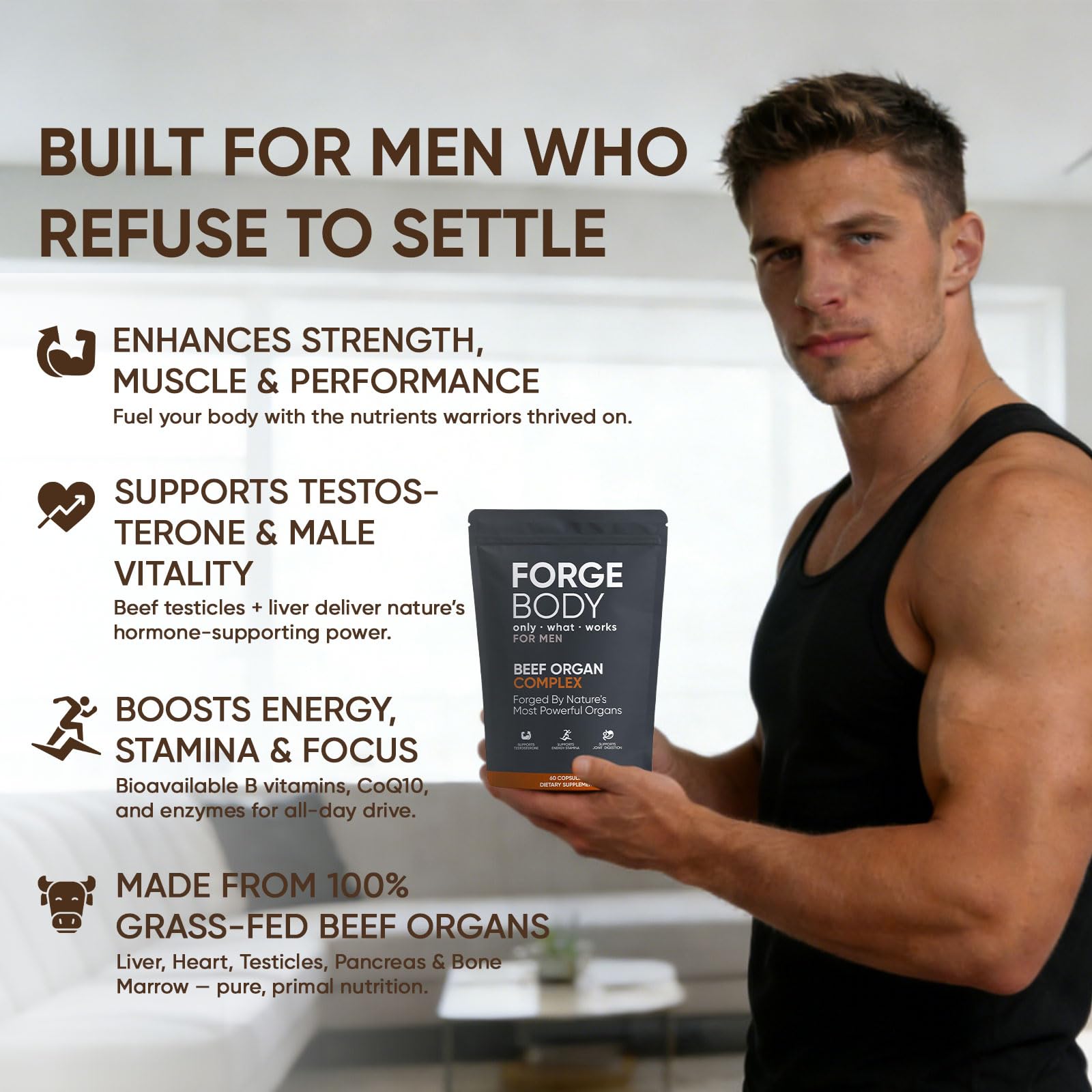KXVUDE Forgebody bottle with glass illustrating convenient daily supplementation routine