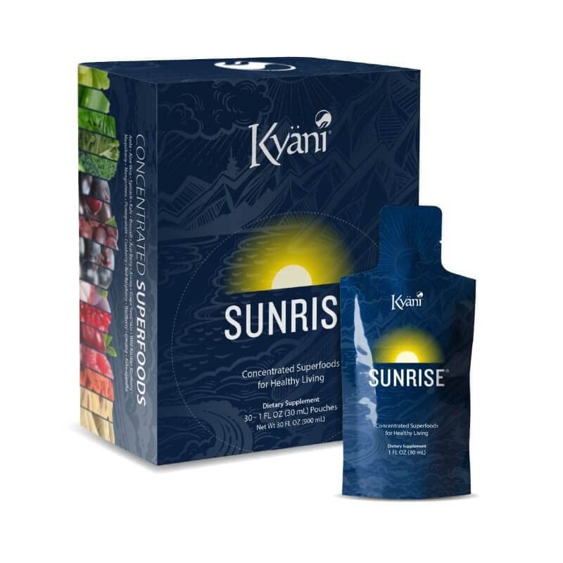 Kyani Sunrise pouches laid out showing compact packaging and easy preparation