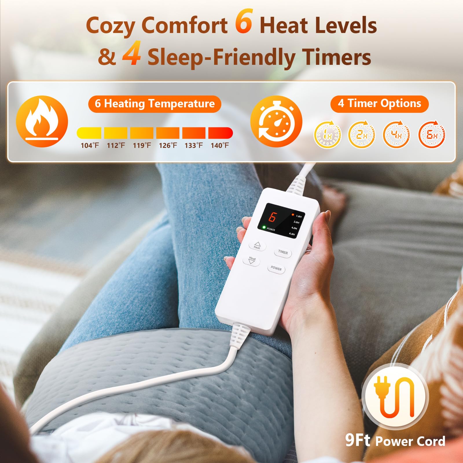 Kyehuy heating pad offers 6 heat levels for customization