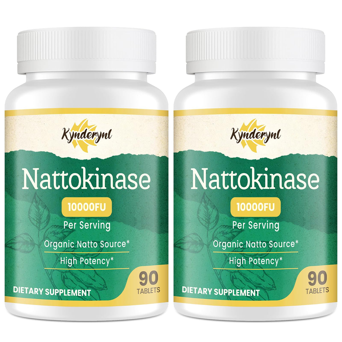 Kynderynl nattokinase bottle with enteric coating indicating intestinal release and circulation support.