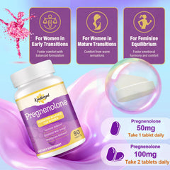 Kynderynl Pregnenolone 100 mg chewable tablet close-up for daily support.