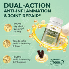 Kynderynl Quercetin 1000mg softgels pack shot highlighting convenience for active routines.